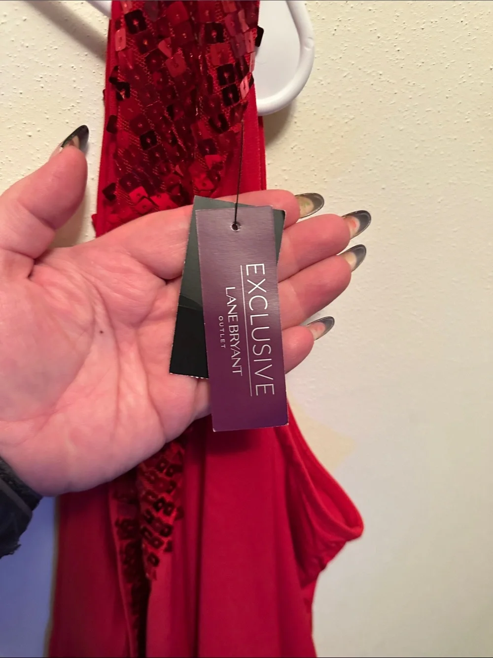 Lane Bryant Red Draped One-Shoulder Top